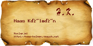 Haas Kálmán névjegykártya